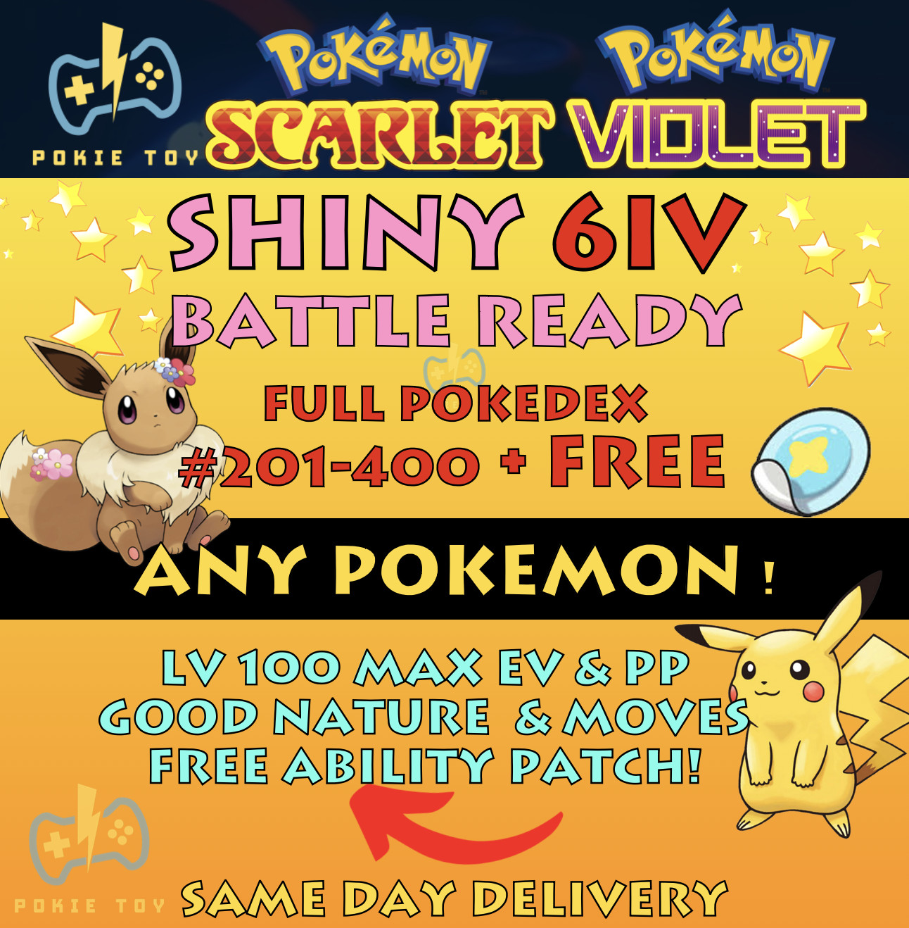 PICK ANY SHINY POKEMON x1 #2-400 BATTLE READY TERA RAID | Pokemon Scarlet Violet