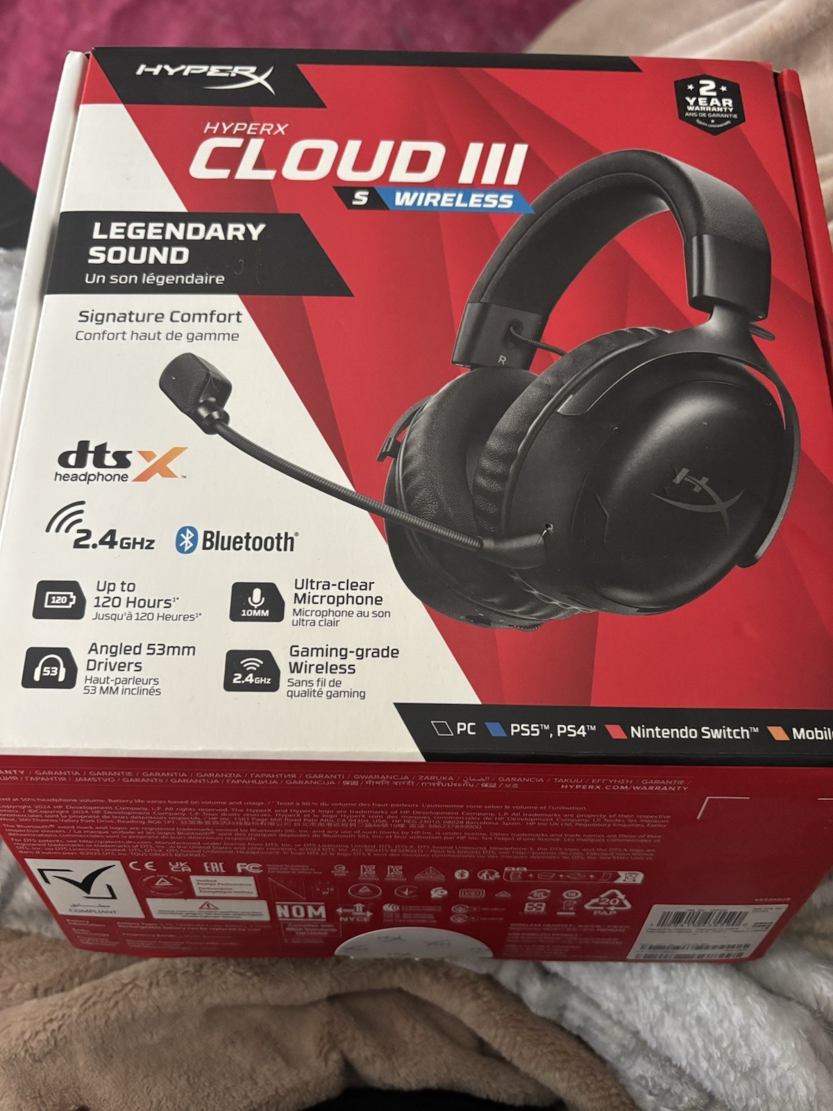 HyperX Cloud III S Wireless Gaming Headset Black Stereo Ultra-Clear Mic 53mm