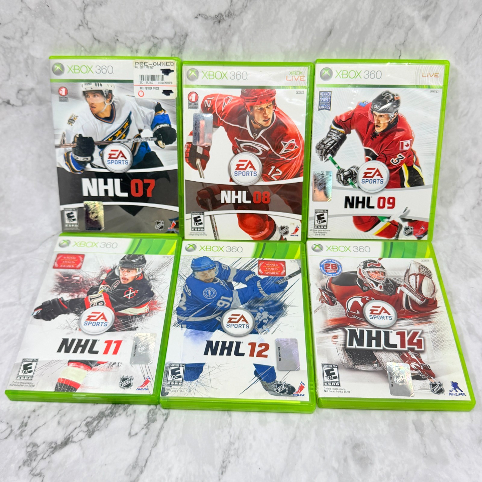 NHL Lot of 6 Xbox 360 Hockey Games 07 08 09 11 12 14 CIB Tested Working