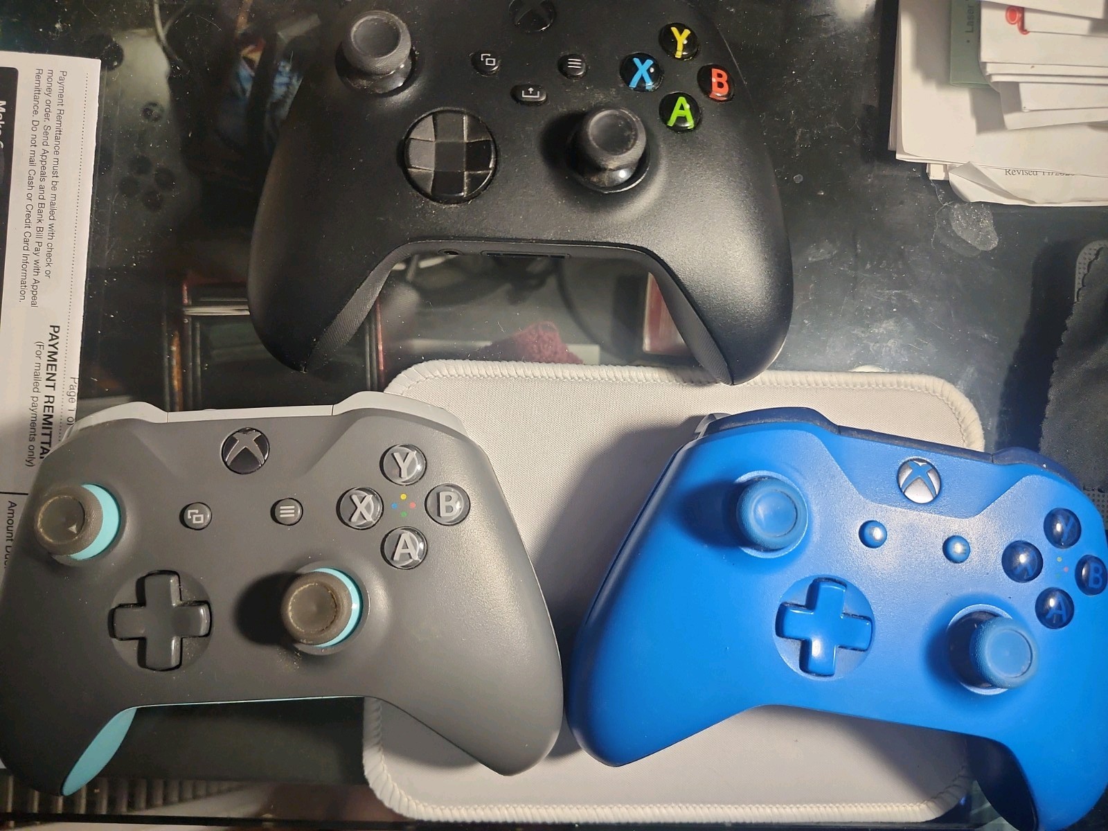 Xbox Series x/S/One Three Controllers Blue Black Gray