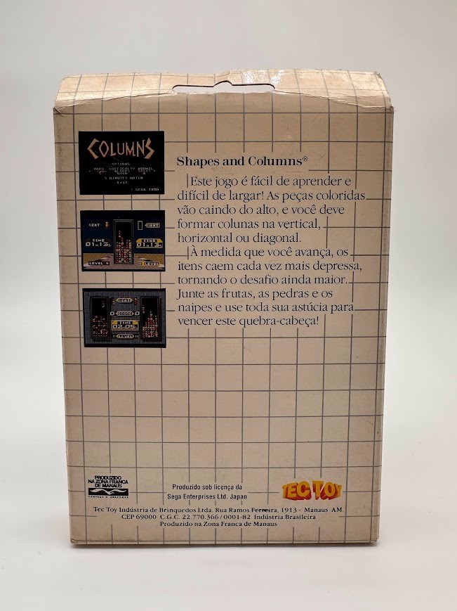 Shapes & Columns Master System Tec Toy Brazil Argentina CIB Tested cardboard box