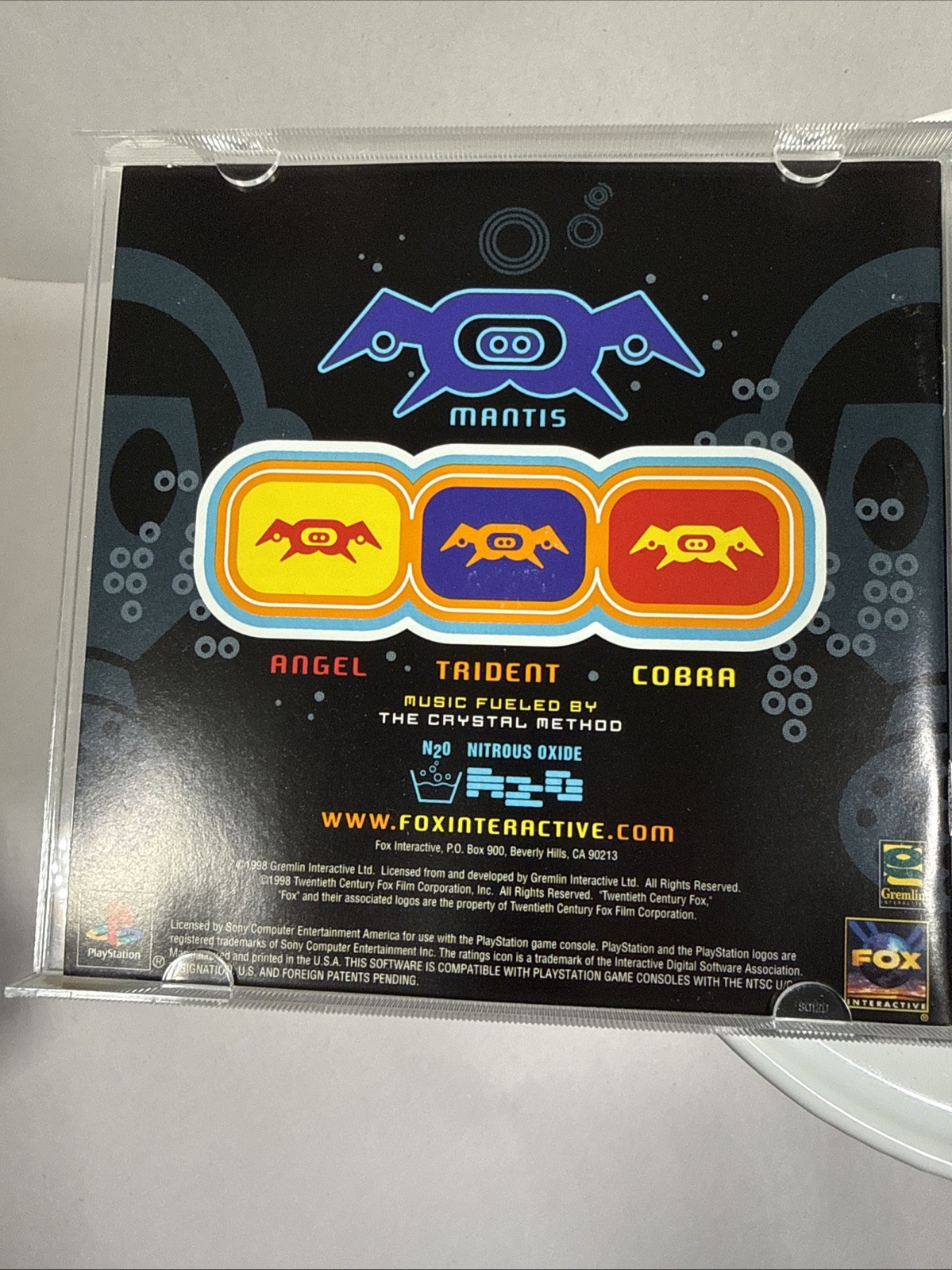 N2O: Nitrous Oxide – PlayStation 1 PS1 1998 Crystal Method CIB Complete -Tested