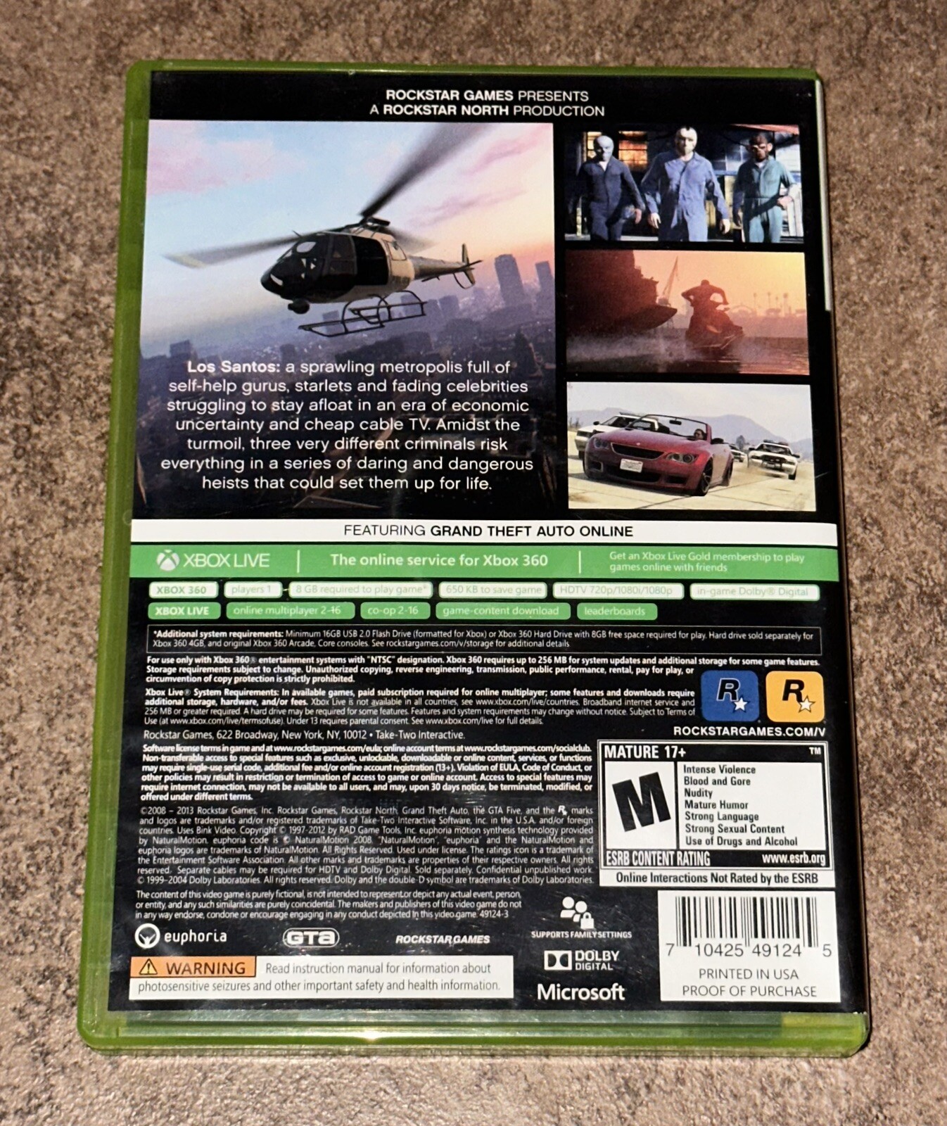 Grand Theft Auto V – GTA 5 – Xbox 360 CIB Manual And Map Included Complete