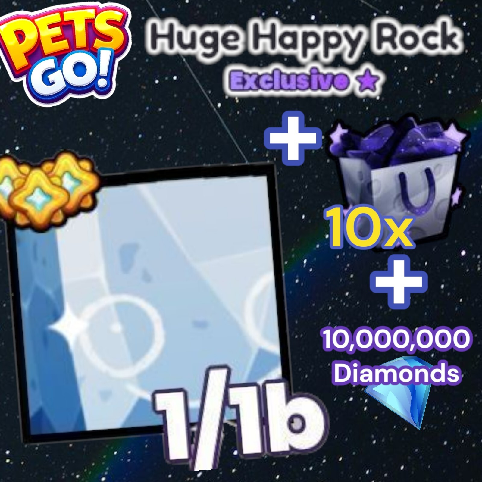 Pets GO. HUGE Happy Rock + 10x Lunar Gift Bags + 10 Million Diamonds. Same Day