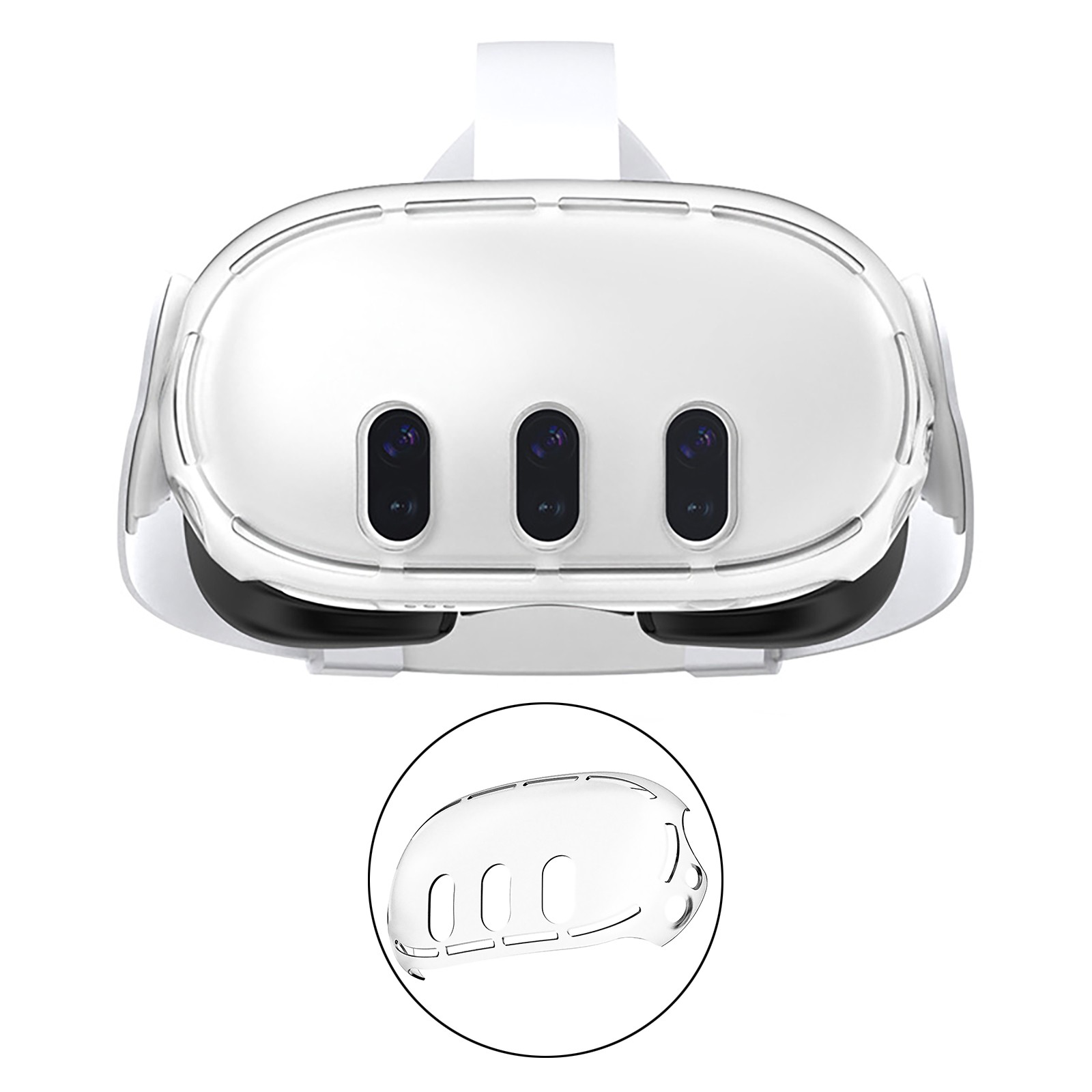 For Meta Quest 3 VR Helmet Host Transparent PC Case Protector Dustproof Shell