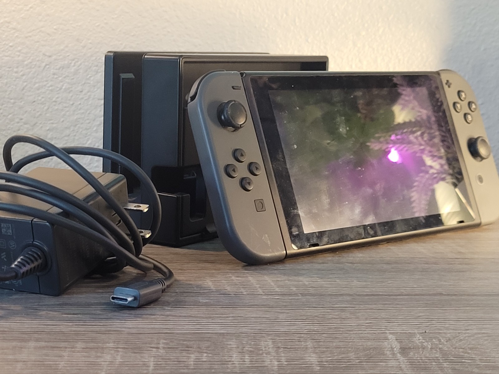 Nintendo Switch HAC-001, Dock, and A/C – Grade C- *Screen Blemish, Bad Battery*