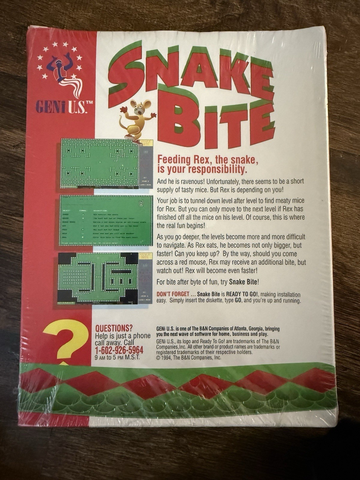 GENI U.S. Snake Bite Arcade PC Game 3.5″ Disk IBM/Tandy Compatible 1994