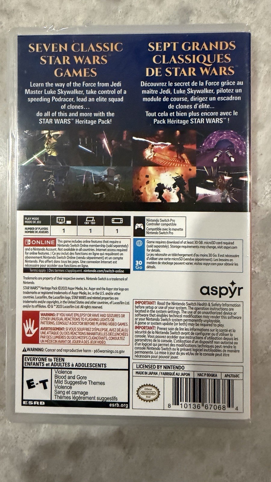 NEW & SEALED Star Wars Heritage Pack Nintendo Switch 7 Classic Games