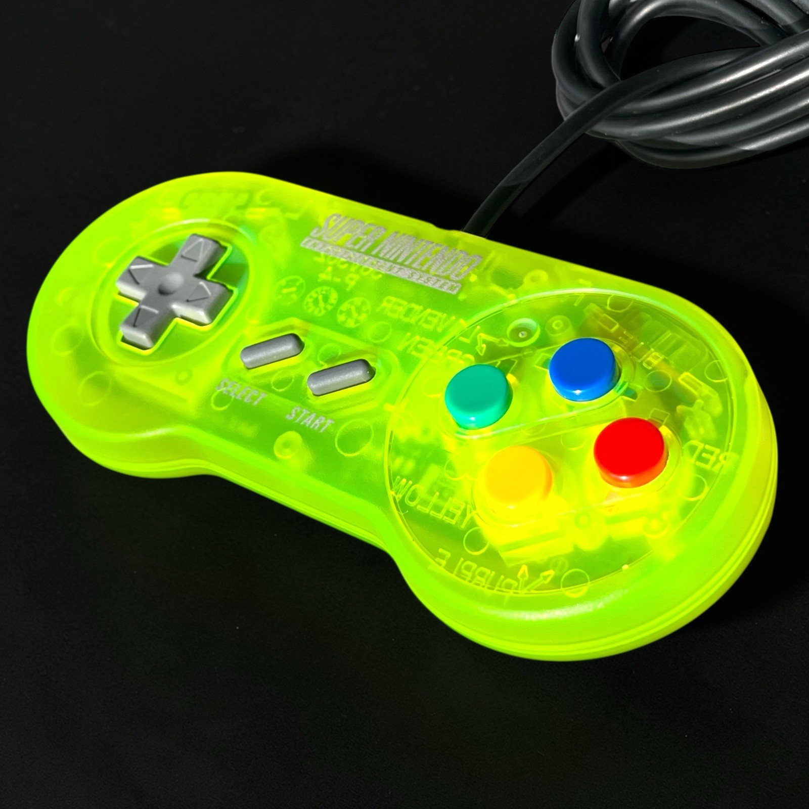 OEM SNES Controller Clear Lime Green NEW 6FT Cable Tested Super Nintendo Pad SFC