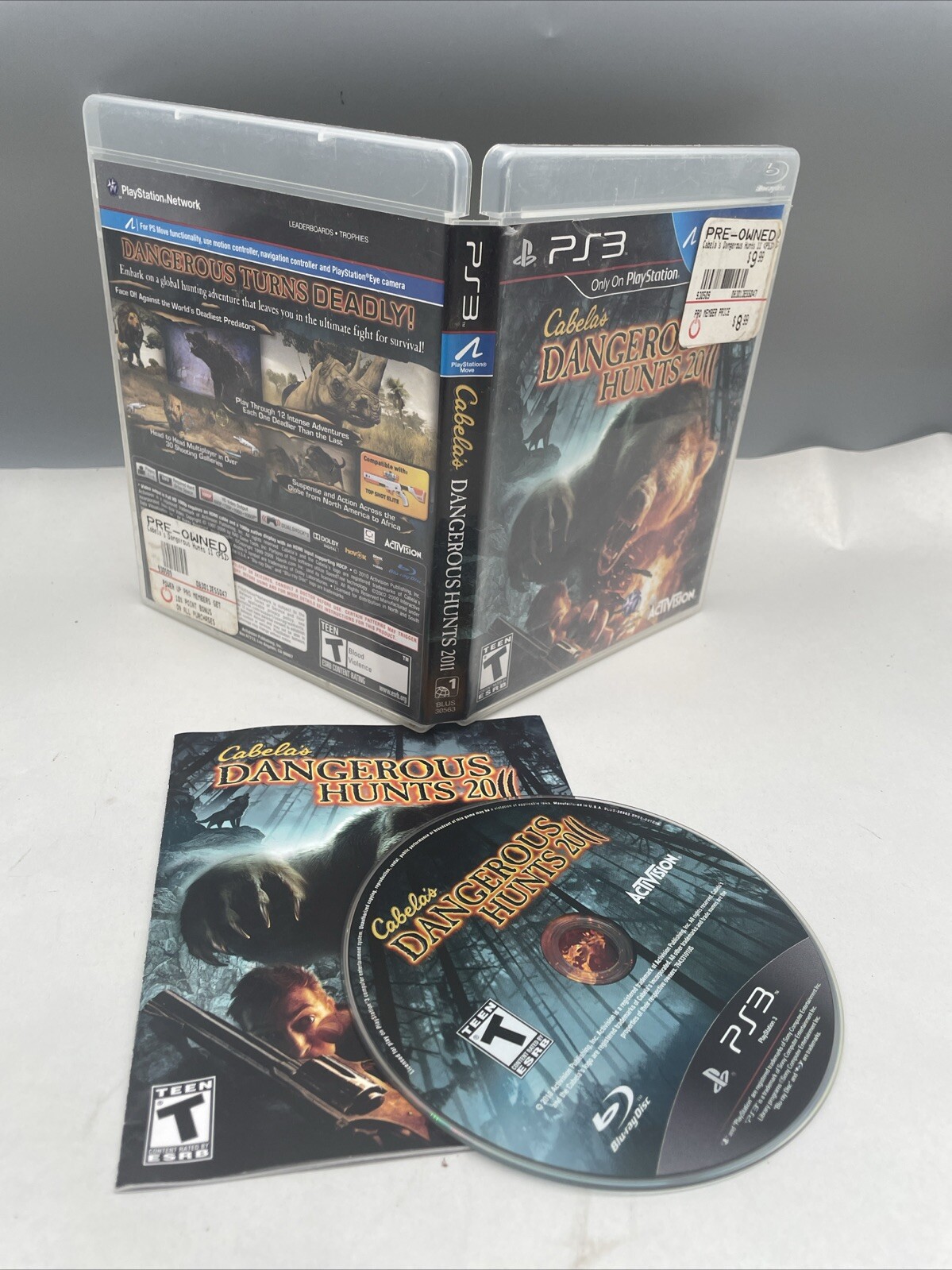 PS3 Cabela’s Dangerous Hunts 2011 Game Complete W/Manual Playstation Move Compa.