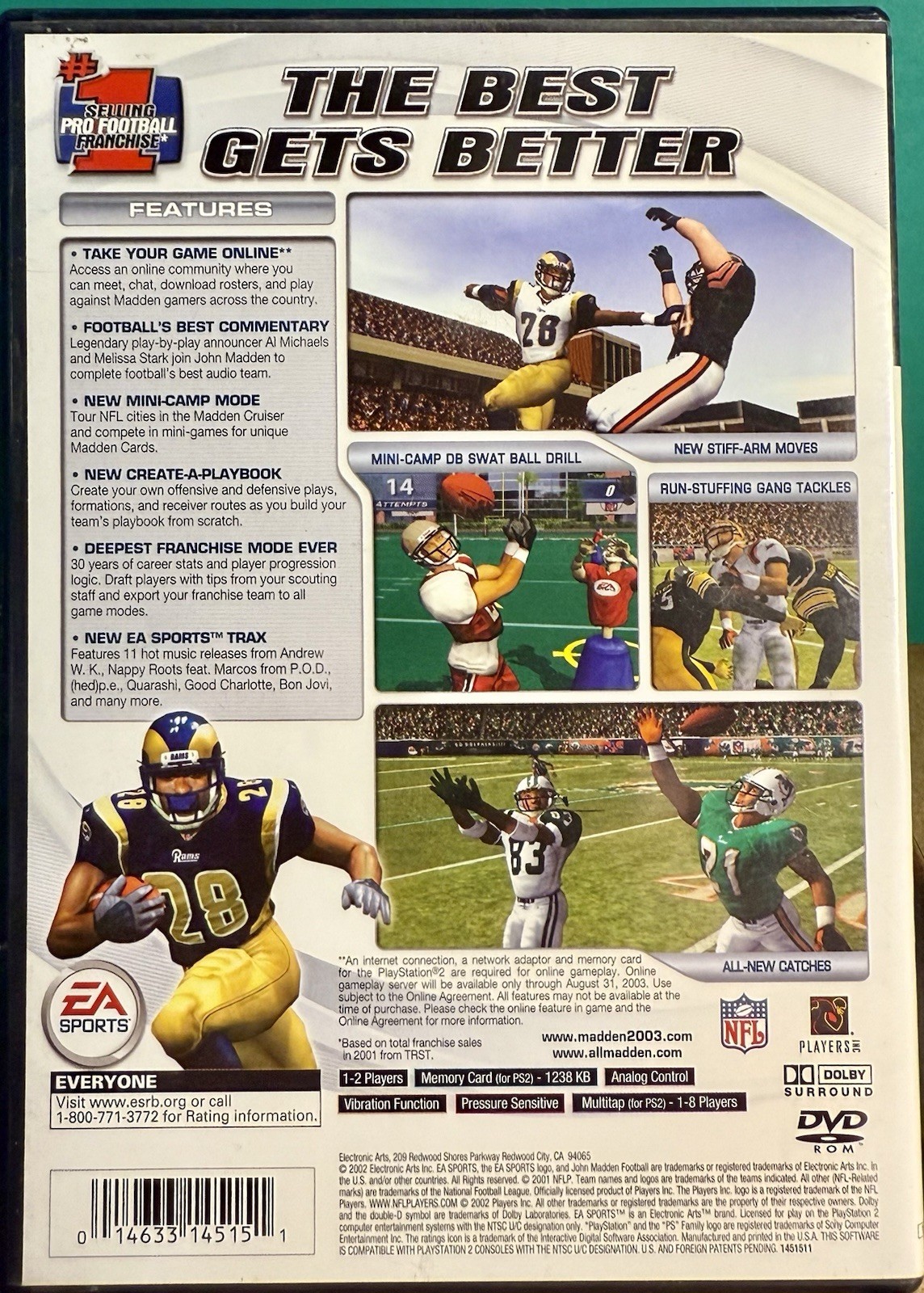 Play Station 2 EA Sports Madden 2003 – Disc & Booklet, Untested