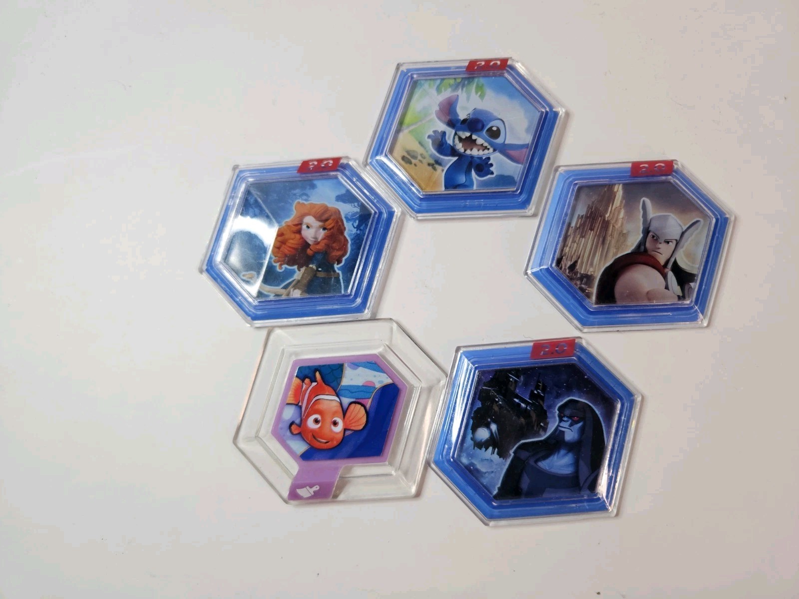 Disney Infinity 2.0 & 1.0 Power Discs Lot of 5 Merida Stitch Nemo Thor Ronan