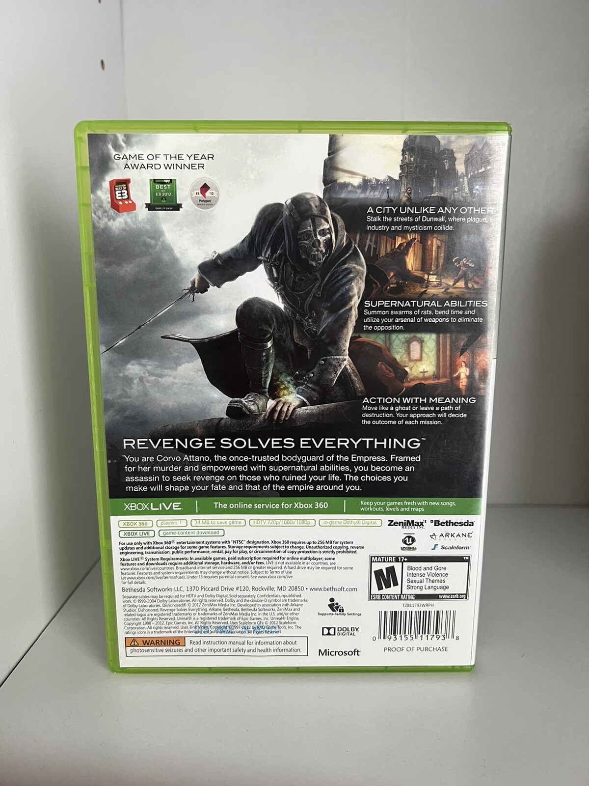Dishonored (Microsoft Xbox 360, 2012)