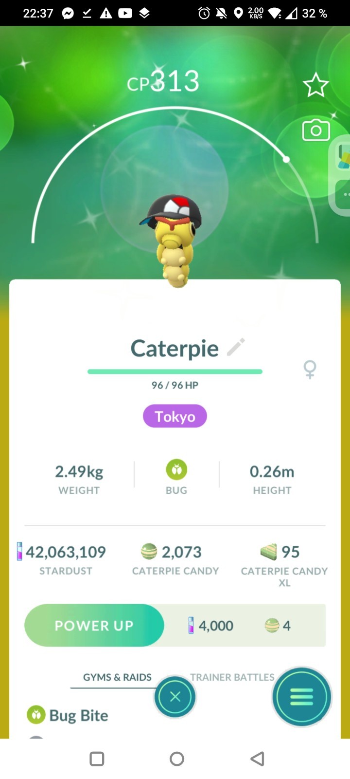 Shiny Caterpie PokeBall Hat Go Fest M/F ✨Pokemon Go✨