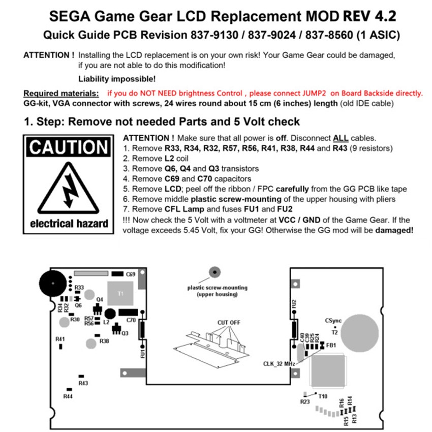 LCD Highlight Screen Kit V4.2 Low Power for 2024 SEGA Game Gear GG #US
