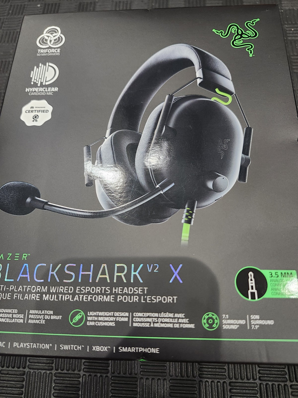 Razer Blackshark V2 X Black Over the Ear Gaming Headset