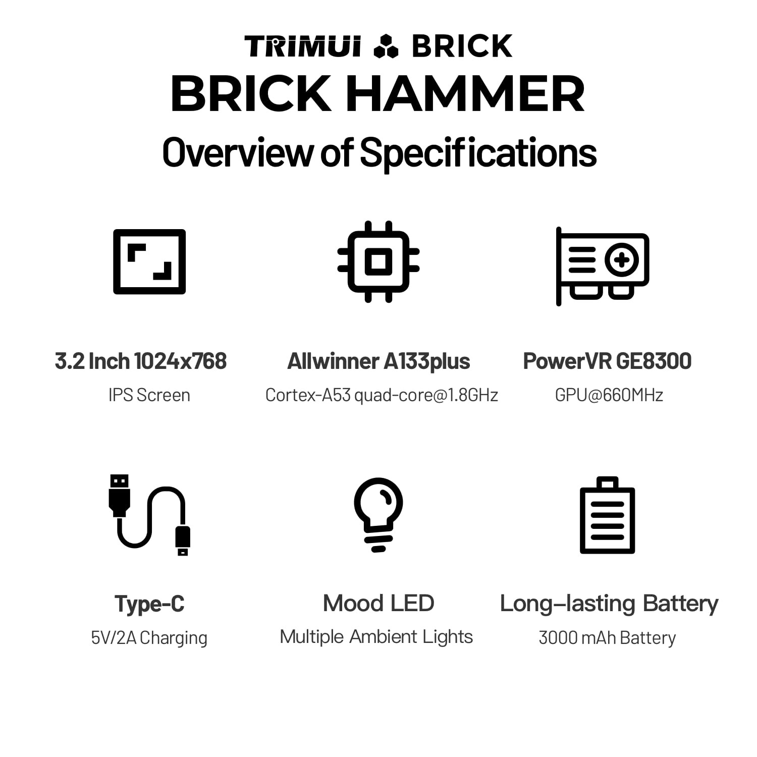 Trimui Brick Hammer Metal Body Handheld Pink 3000mAh
