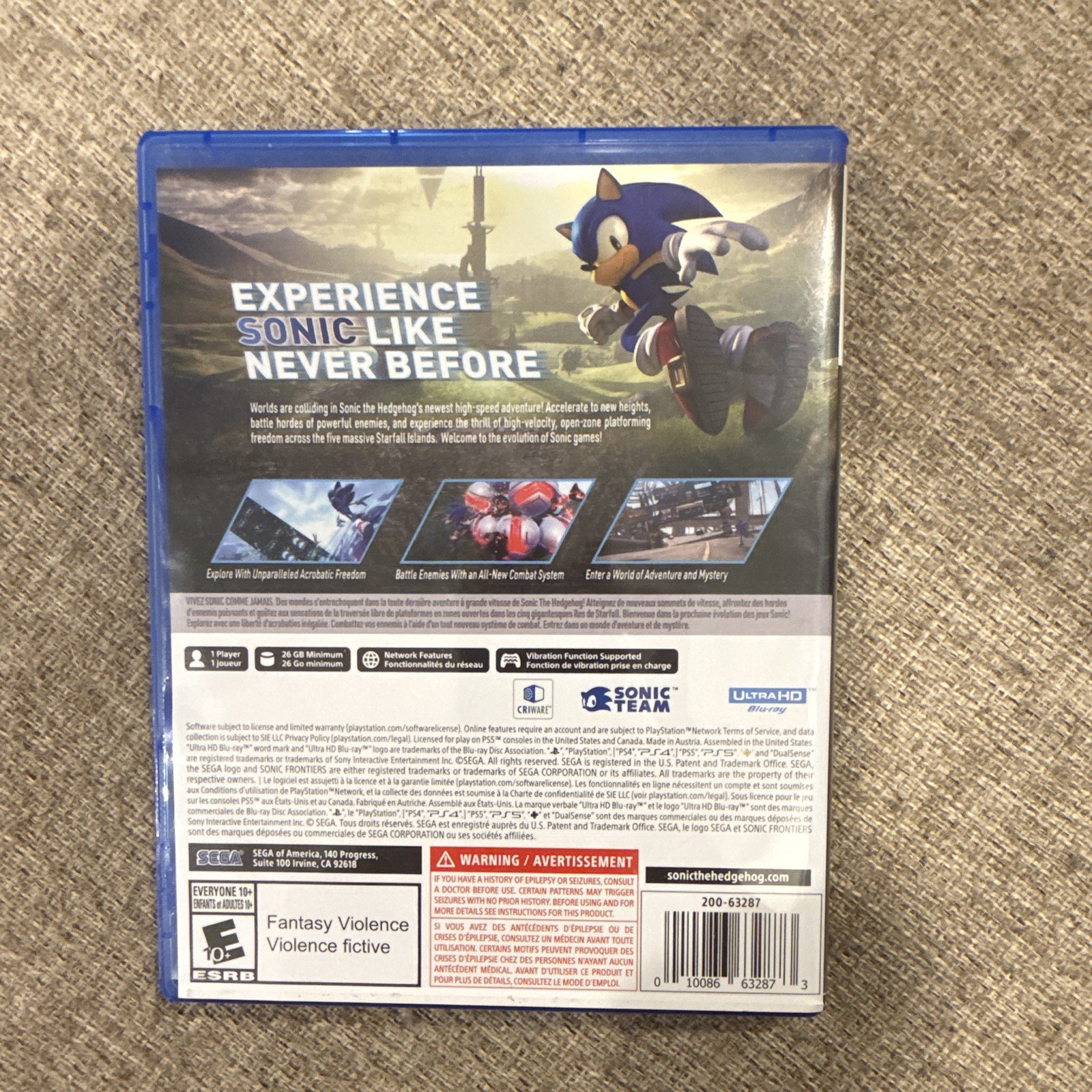 SEGA Sonic Frontiers PS5 E10+ Sonic the Hedgehog Series NTSC-U/C