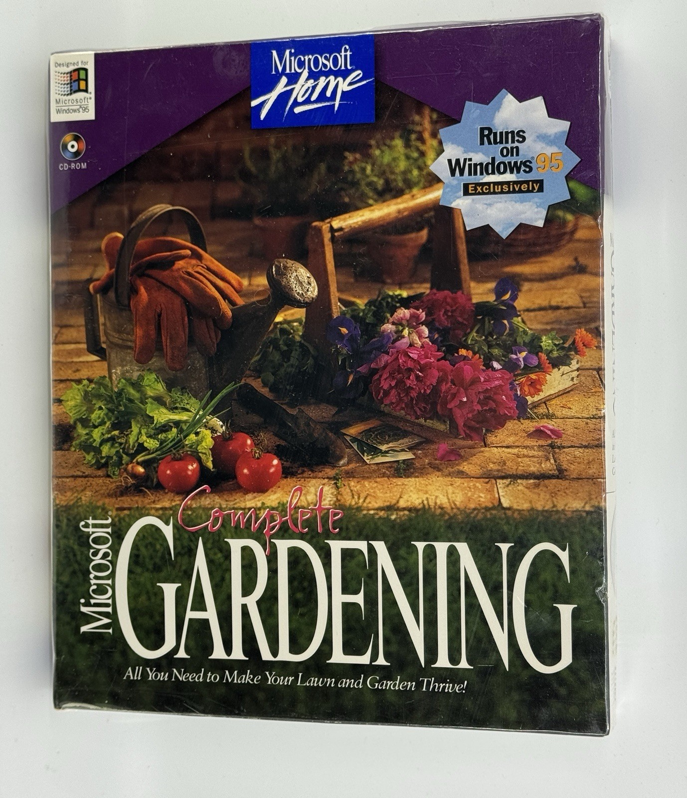 Vintage Microsoft Home Complete Gardening Big Box PC Windows 95 CD-ROM Sealed
