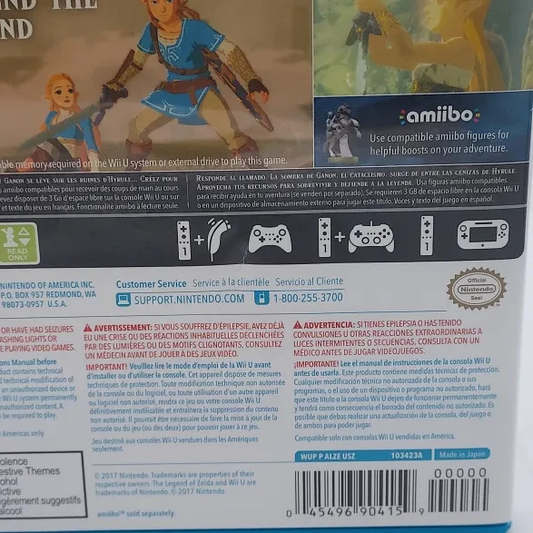 RARE MISPRINT Breath Of The Wild for Wii U