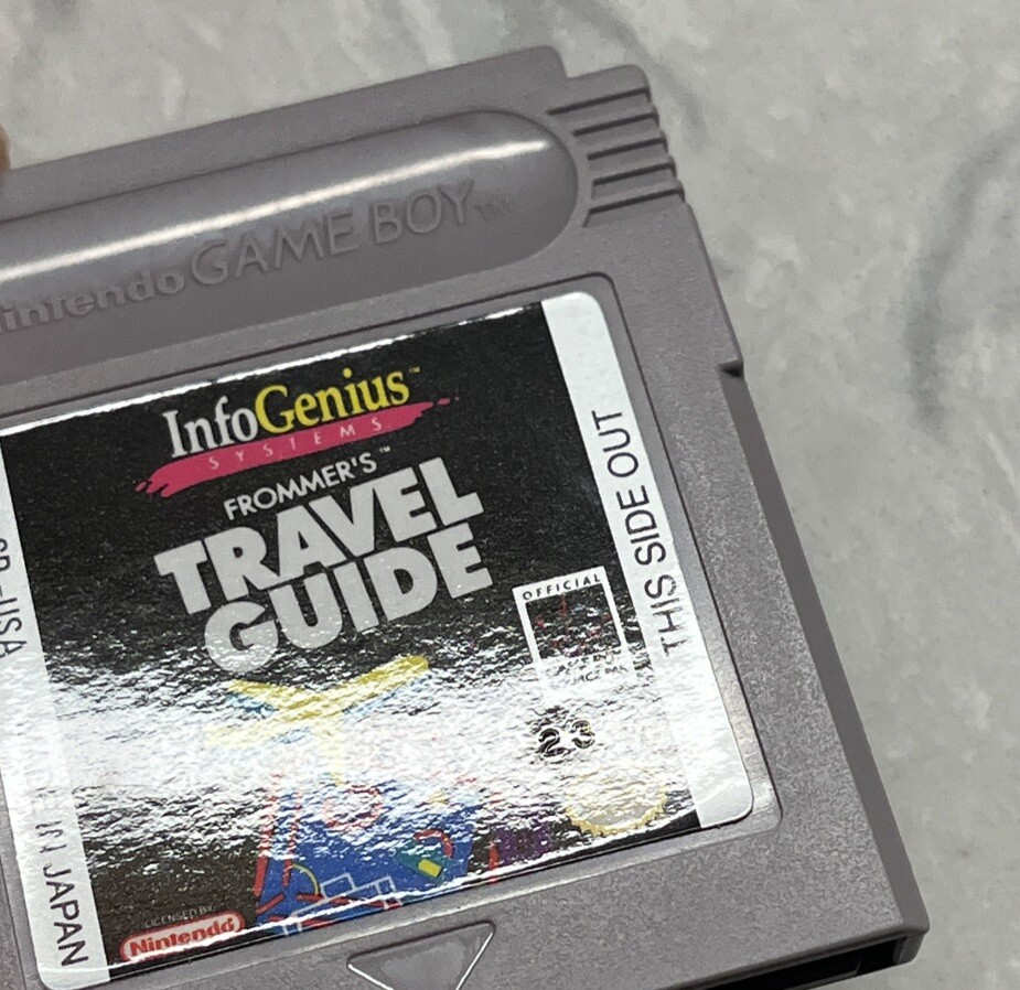 InfoGenius Productivity Pak Frommer’s Travel Guide Nintendo Game Boy 1992 TESTED