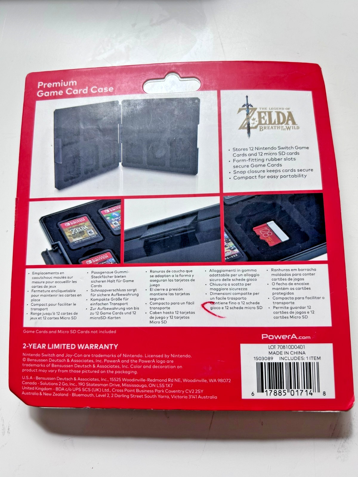 Black Game Card Case For Nintendo Switch The Legend of Zelda Licensed, Sealed