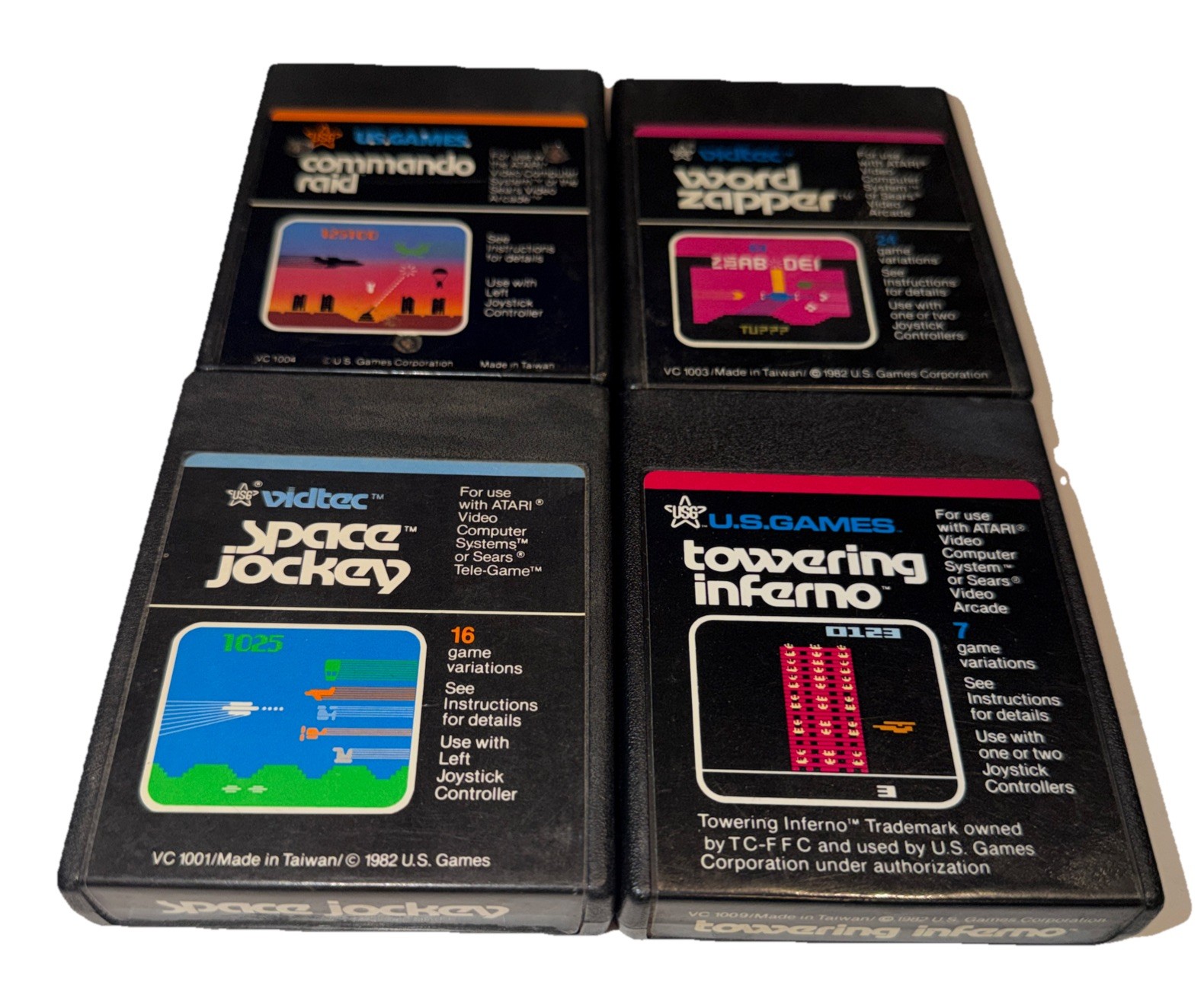 Commando Raid / Space Jockey / Towering Inferno /Word Zapper(Atari 2600)Lot of 4