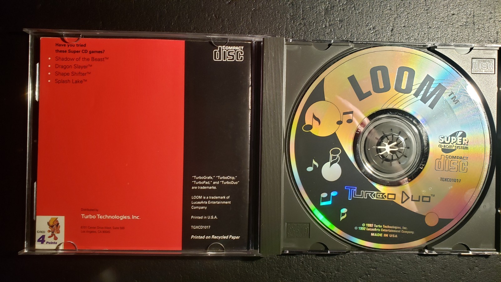 Loom (TurboGrafx-CD, TurboDuo, 1992) Authentic CIC Complete w/ Manual Tested