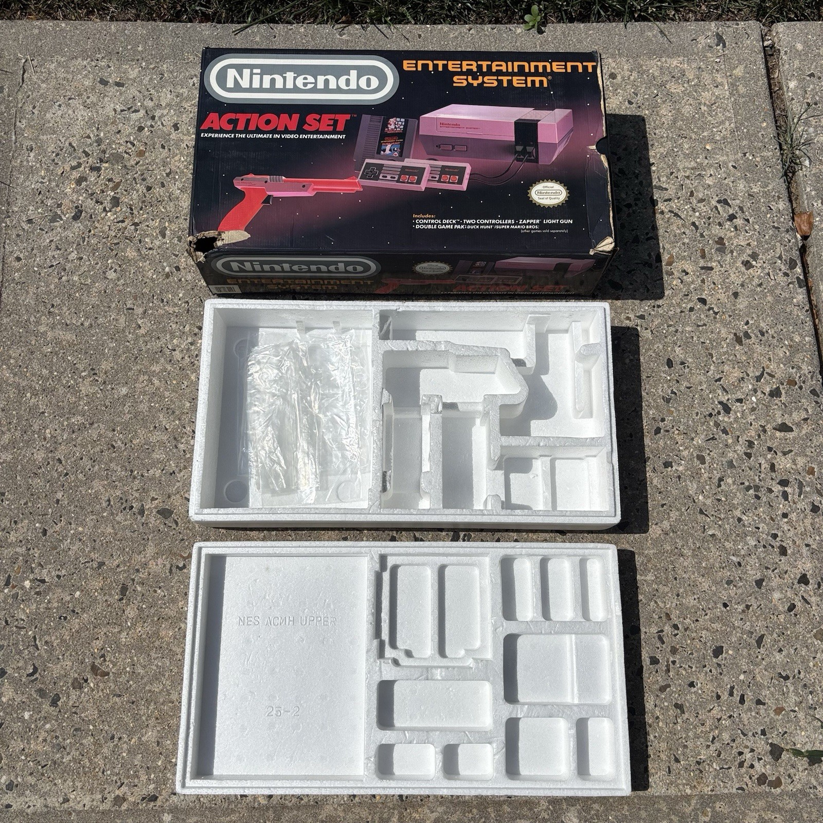 Original Nintendo NES Action Set Console BOX ONLY w/ Styrofoam