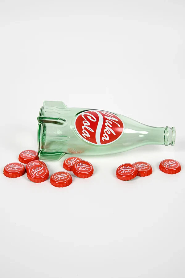 Fallout Nuka Cola Green Glass Bottle 12 oz & 10 Red Caps Bethesda 2024 NEW