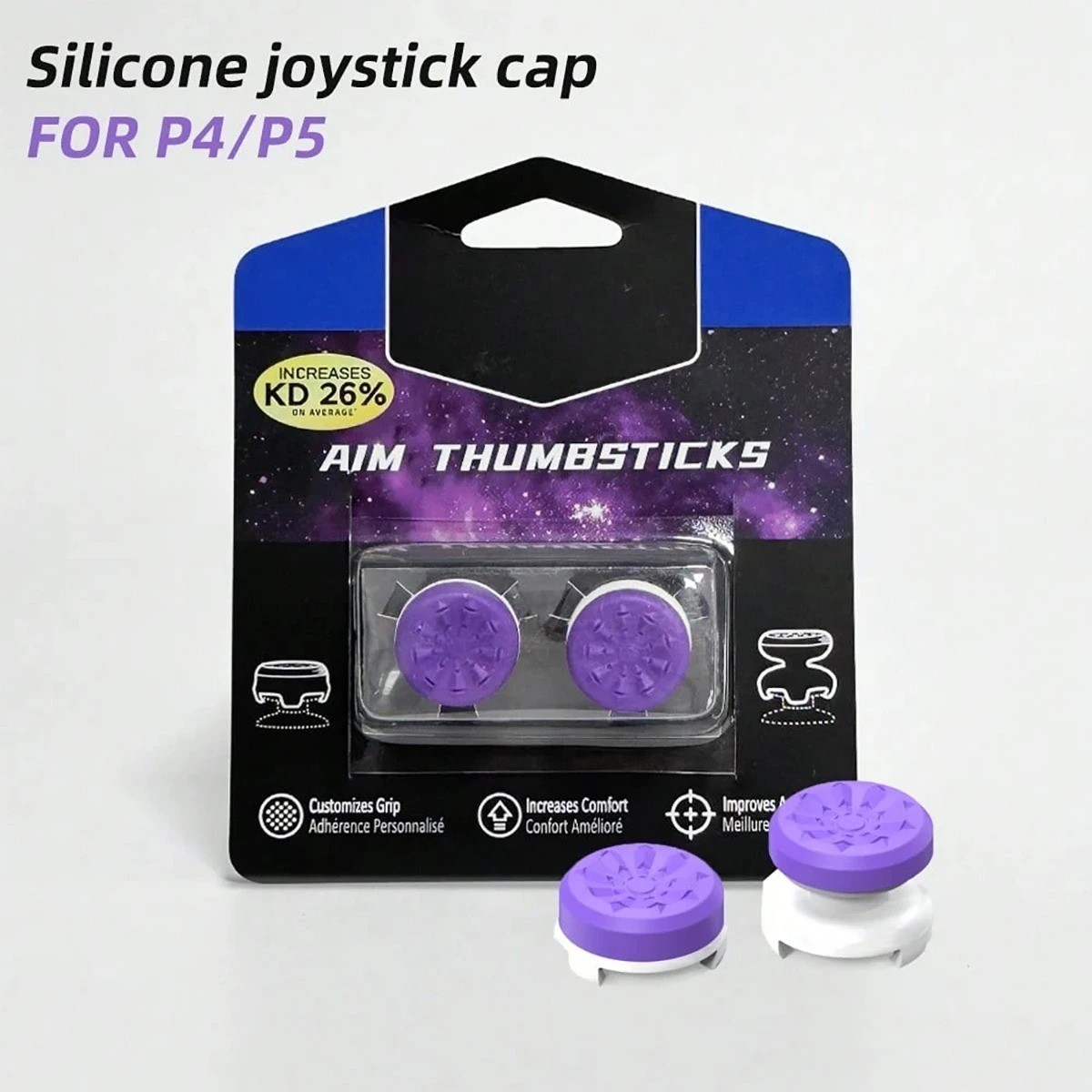 2PCS Silicone Thumb Grips for PS5 PS4 Controller Analog Joystick Caps Covers