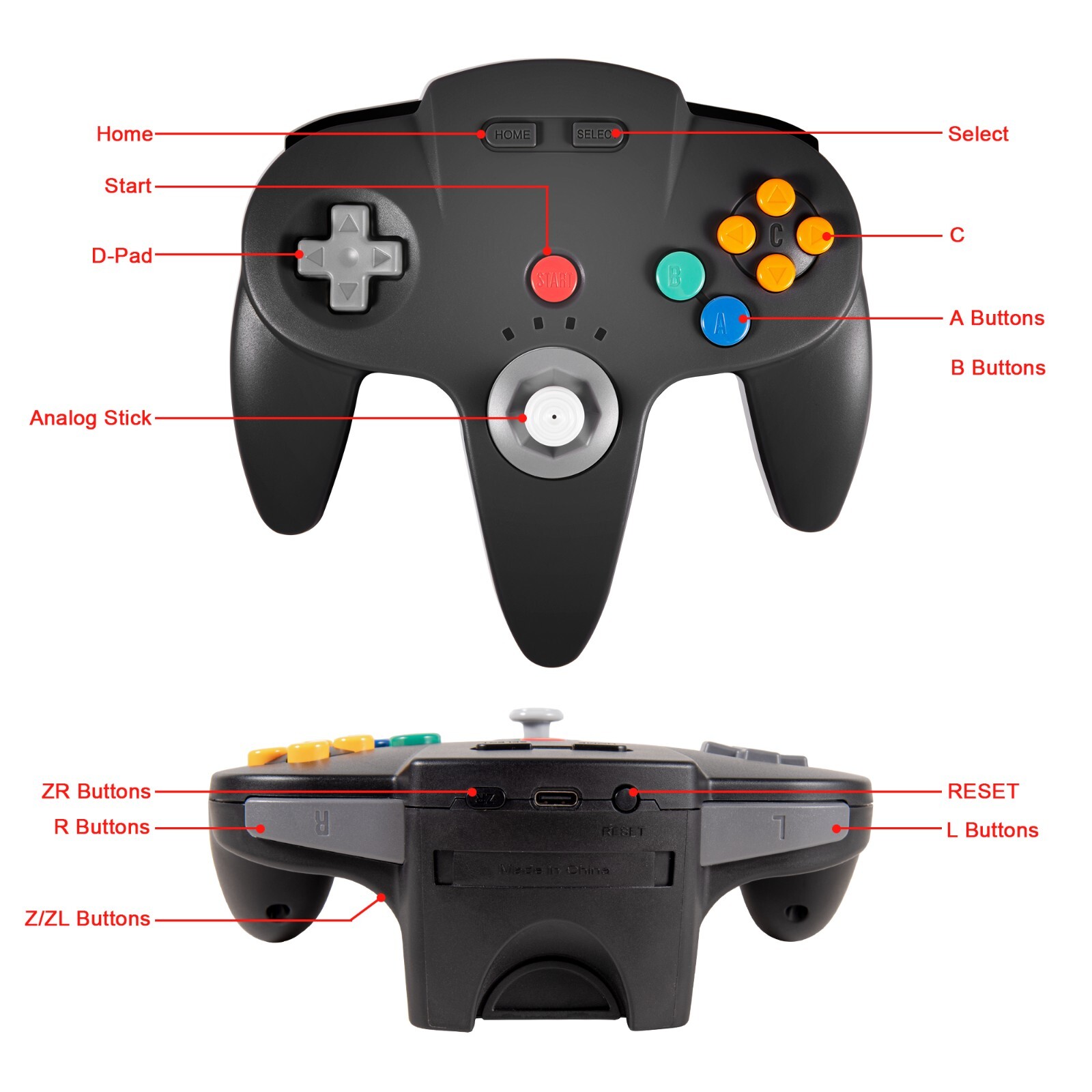 Wireless Controller Gamepad Pad Remote For Nintendo Switch N64 PC Windows Mac