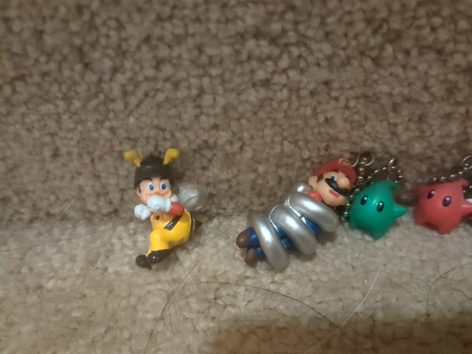 Super Mario Galaxy Keychain Set 2009 Bomb Boo Bee Life Mushroom Luma Figure Toy