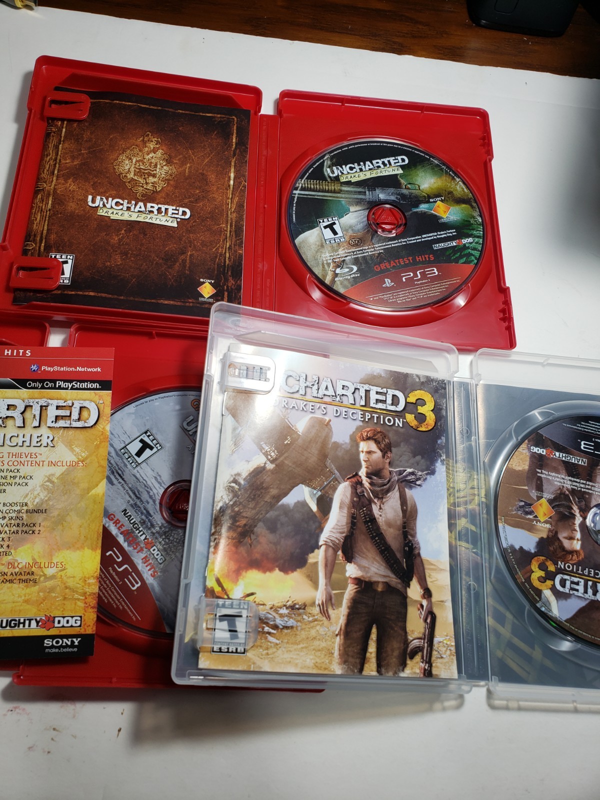 Uncharted 1 2 3 Trilogy Bundle Sony PlayStation 3 PS3 Lot (3) Tested CIB Complet