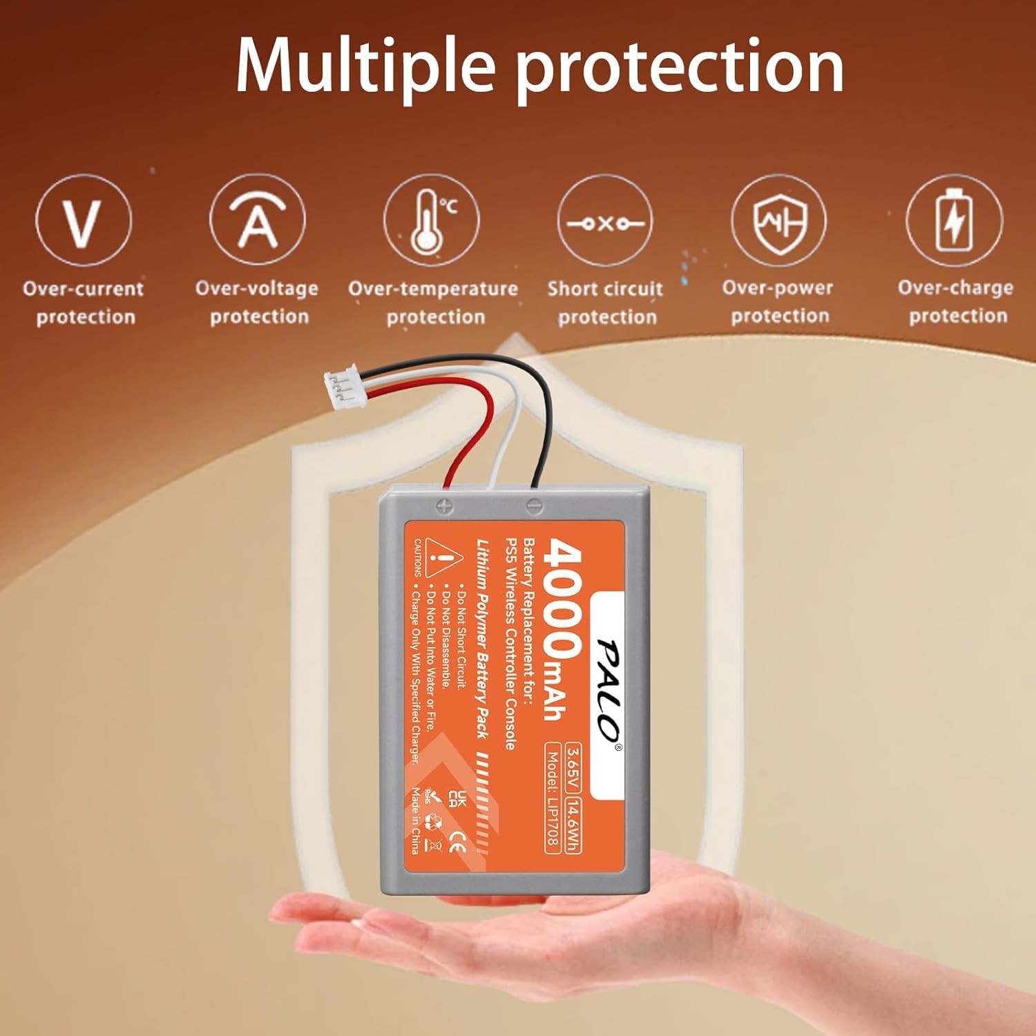 3 Pack 4000mAh LIP1708 Battery-3.65V/14.6Wh Lithium Battery for Sony-PS5 Dual Se