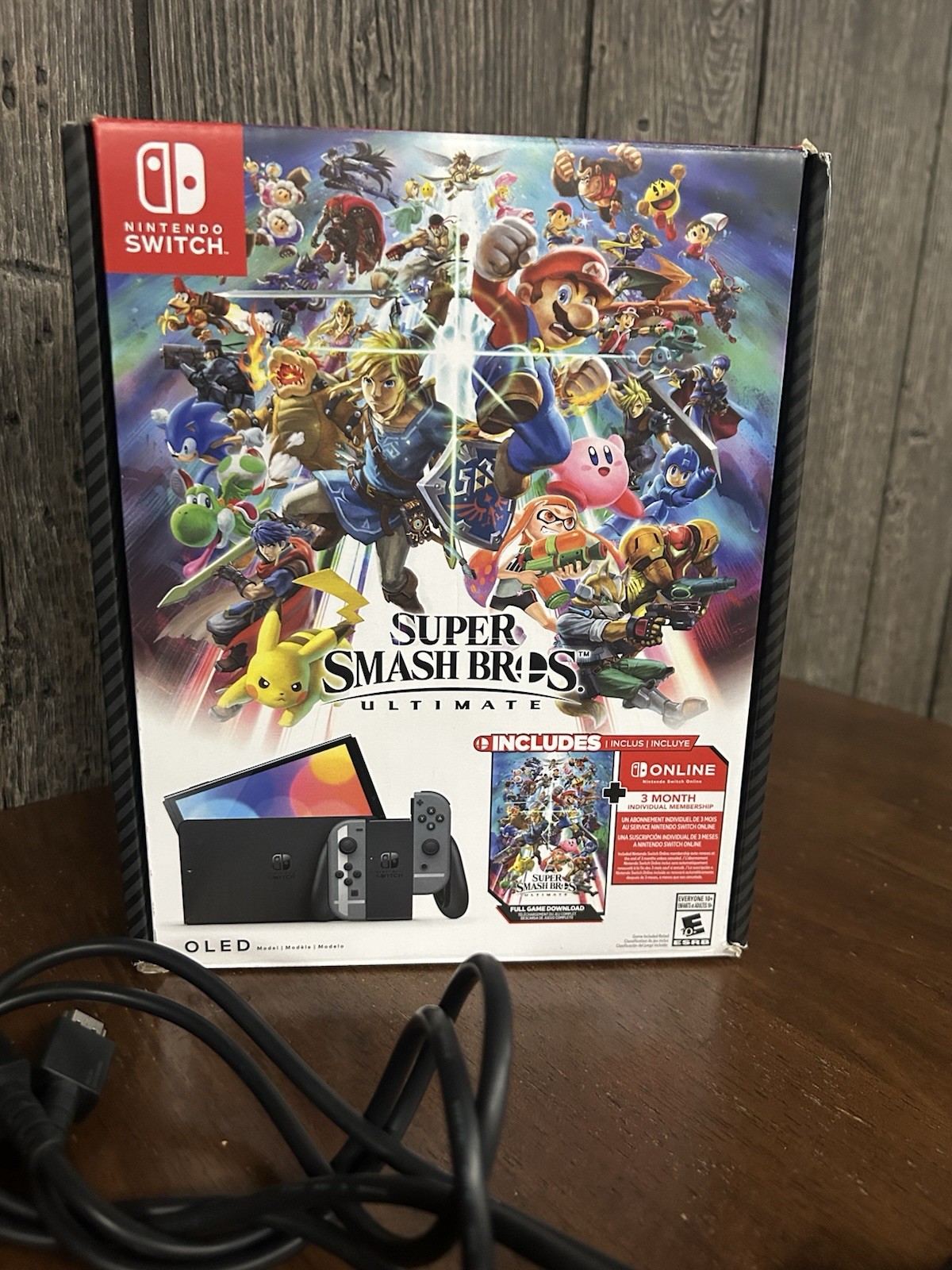 Nintendo Switch (OLED Model) Super Smash Bros. Bundle 64GB Console – Gray Box