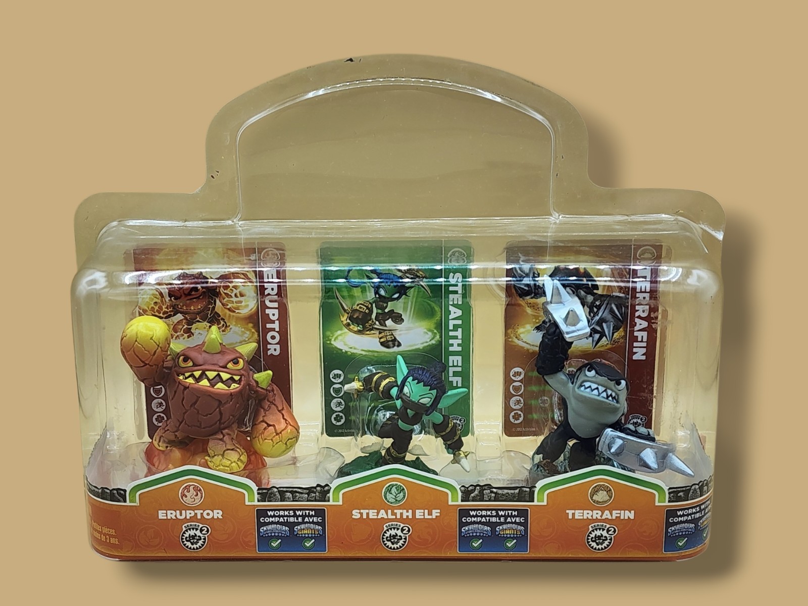 2012 Activision Skylanders Giants S2 Triple Pack Eruptor Stealth Elf Terrafin