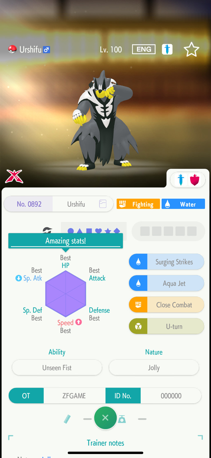 ✨6IV Normal Rapid Strike Urshifu + EVS🚀 POKEMON HOME✨Champions✨Online delivery⚡