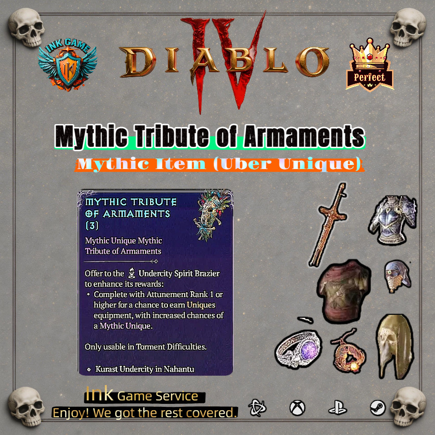 🔥 Diablo 4 Season 13 🔥Mythic Tribute of Armaments (1 Mythical Item)