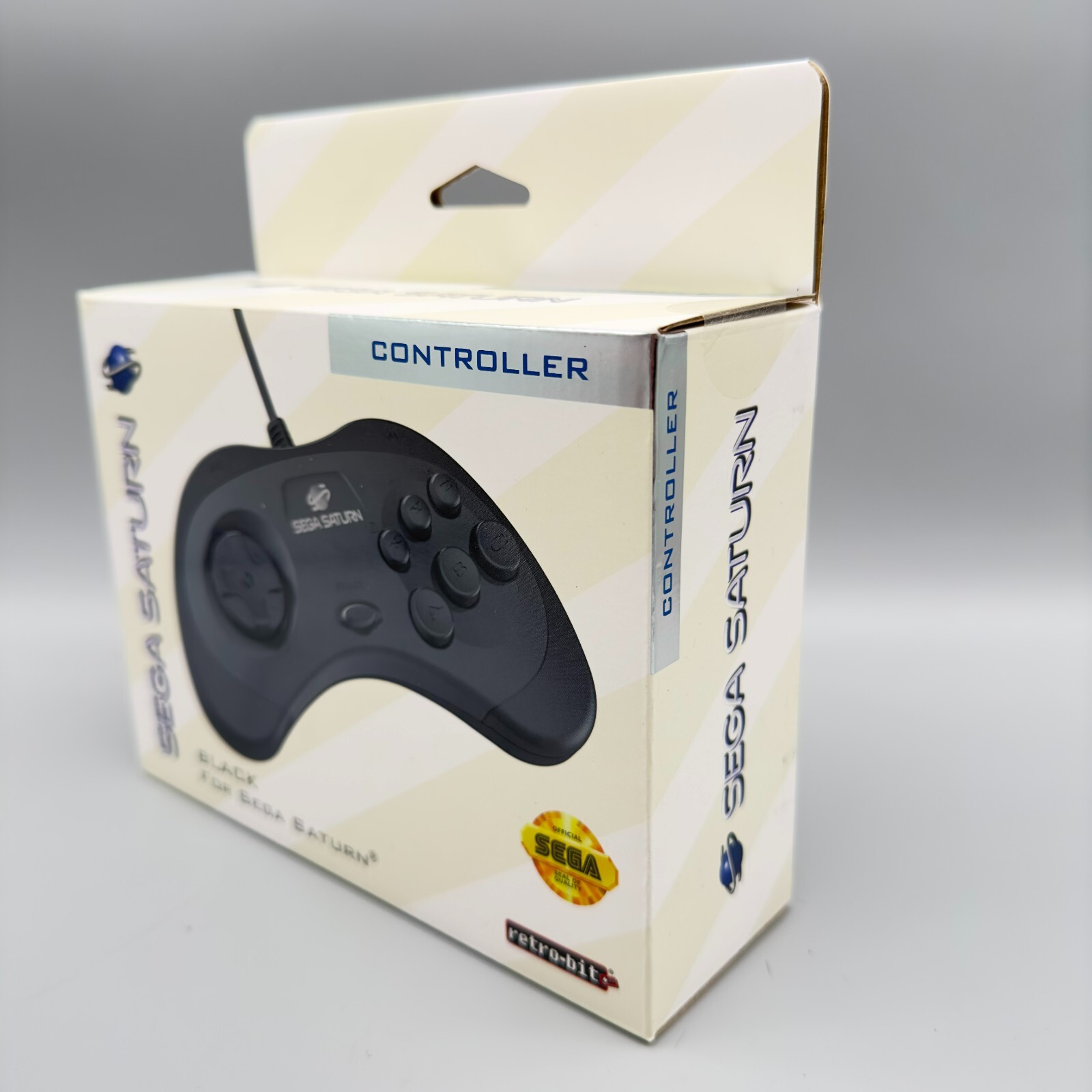 Retro-Bit Official Sega Saturn Controller Pad for Sega Saturn Black