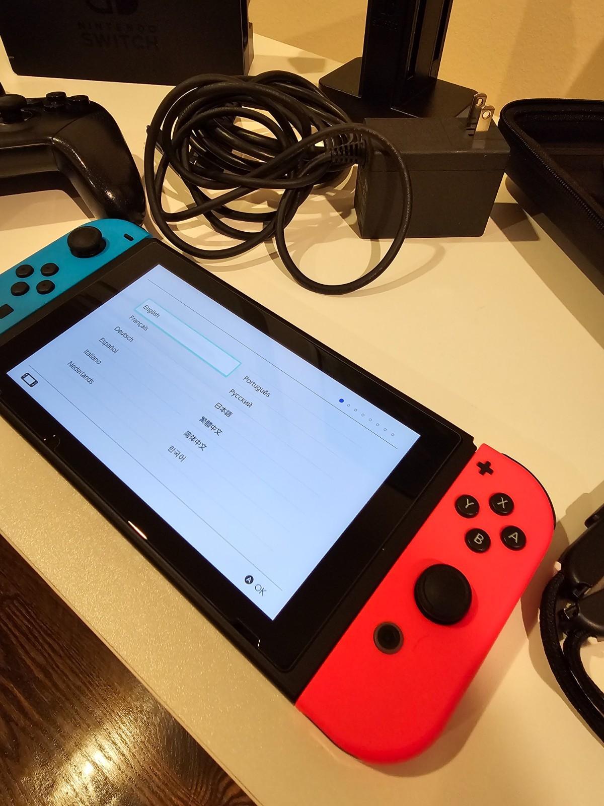 Nintendo Switch System 32GB Console w/ Neon Red & Blue Joy-Cons + Case & Extras