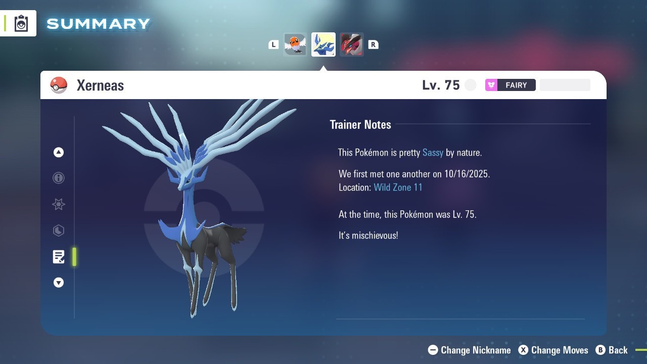 Xerneas Legendary Pokemon Non Shiny Lv. 75 Regular Pokémon Legends: Z-A ZA PLZA