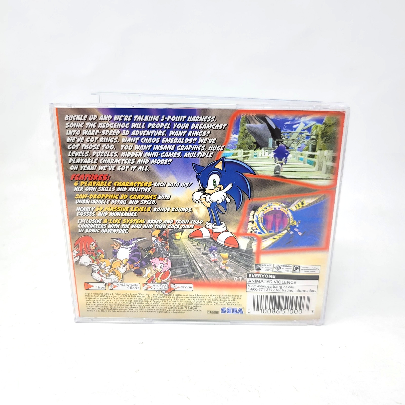 Sonic Adventure (Sega Dreamcast) Case & Game Tested Working