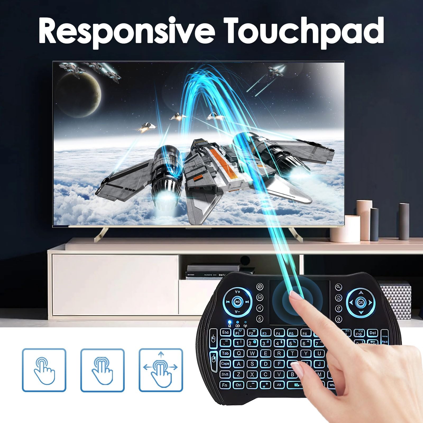 BL Mini Keyboard Wireless with Touchpad and Mouse Keyboard, Multi-color