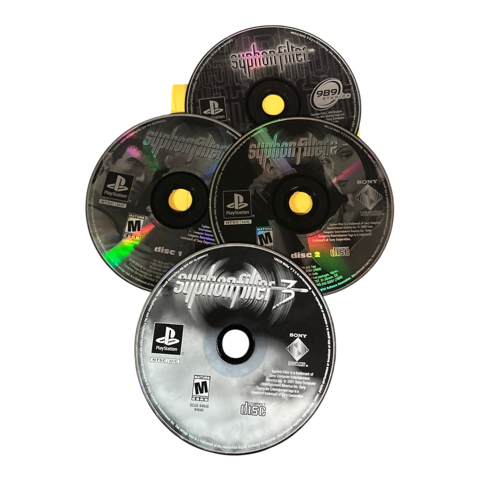 Sony PlayStation 1 PS1 Disc Only TESTED Syphon Filter 1 2 3 Bundle Lot GH