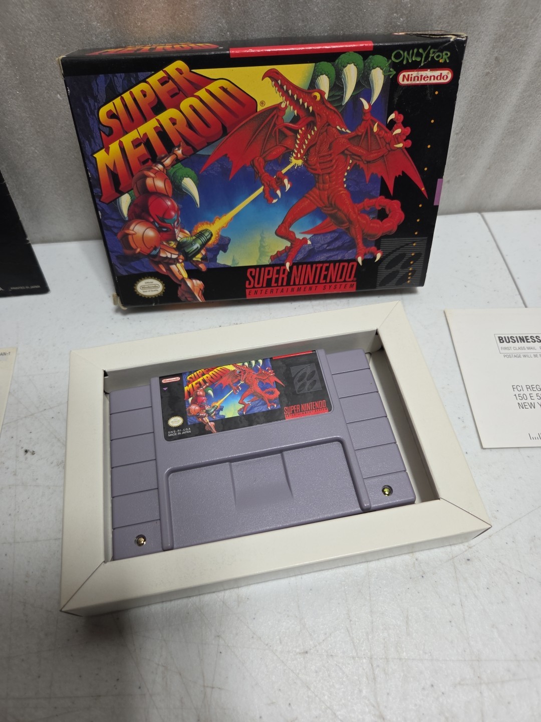 Tested – Super Metroid Super Nintendo SNES Complete In Box CIB (Dmg Box)