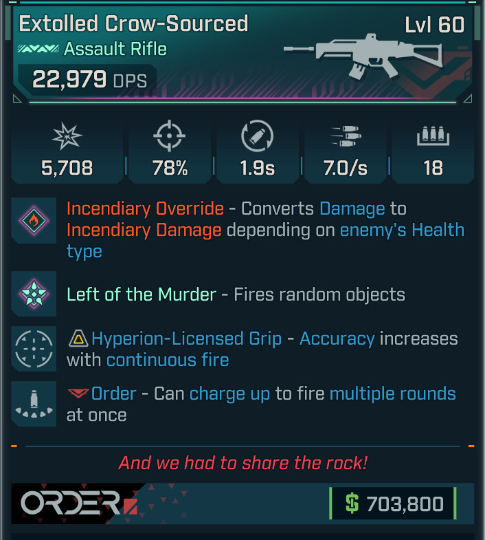 Borderlands 4⭐PEARLESCENT CROW-SOURCED ASSAULT RIFLE⭐INCENDIARY OVERRIDE