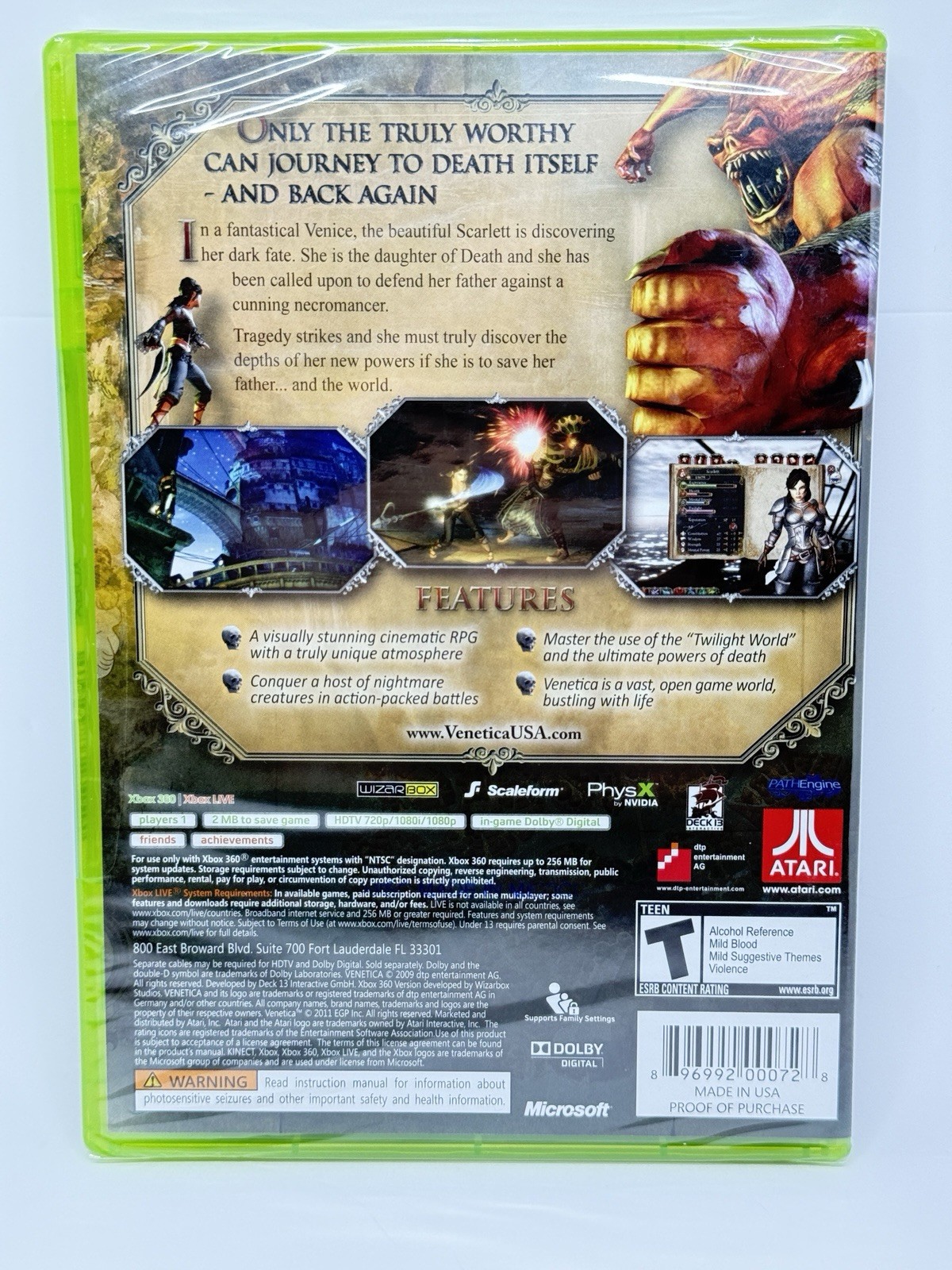 Venetica – Xbox 360 – Atari – New Sealed – See Pics