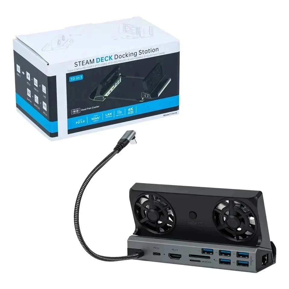 13-In-1 Docking Station For Steam Deck OLED & ROG Ally X& Legion Go Dual Cooling