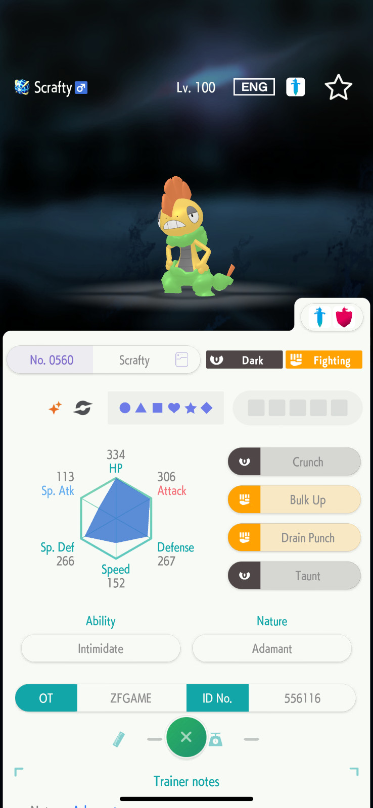 ✨6IV SHINY Scrafty + EVS🚀 POKEMON HOME✨Champions✨Online delivery⚡